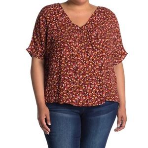 NWOT Madewell Rhyme Top Floral Rusted Burgundy Size Small